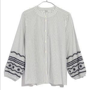 Madewell striped embroidered sleeve shirt